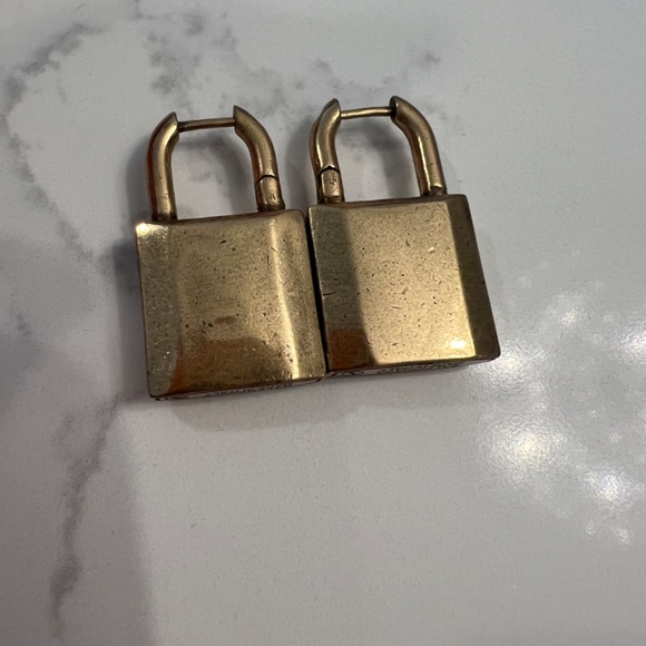 Balenciaga Lock Brass Earrings - Picture 2 of 3